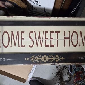 Home Sweet Home Rustic Wall Sign - Cream and Red